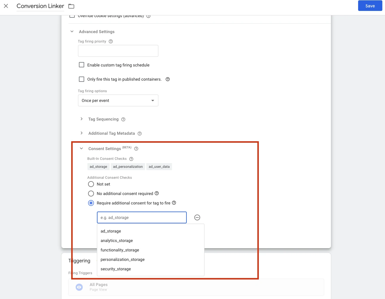 Enable consent overview screen shot