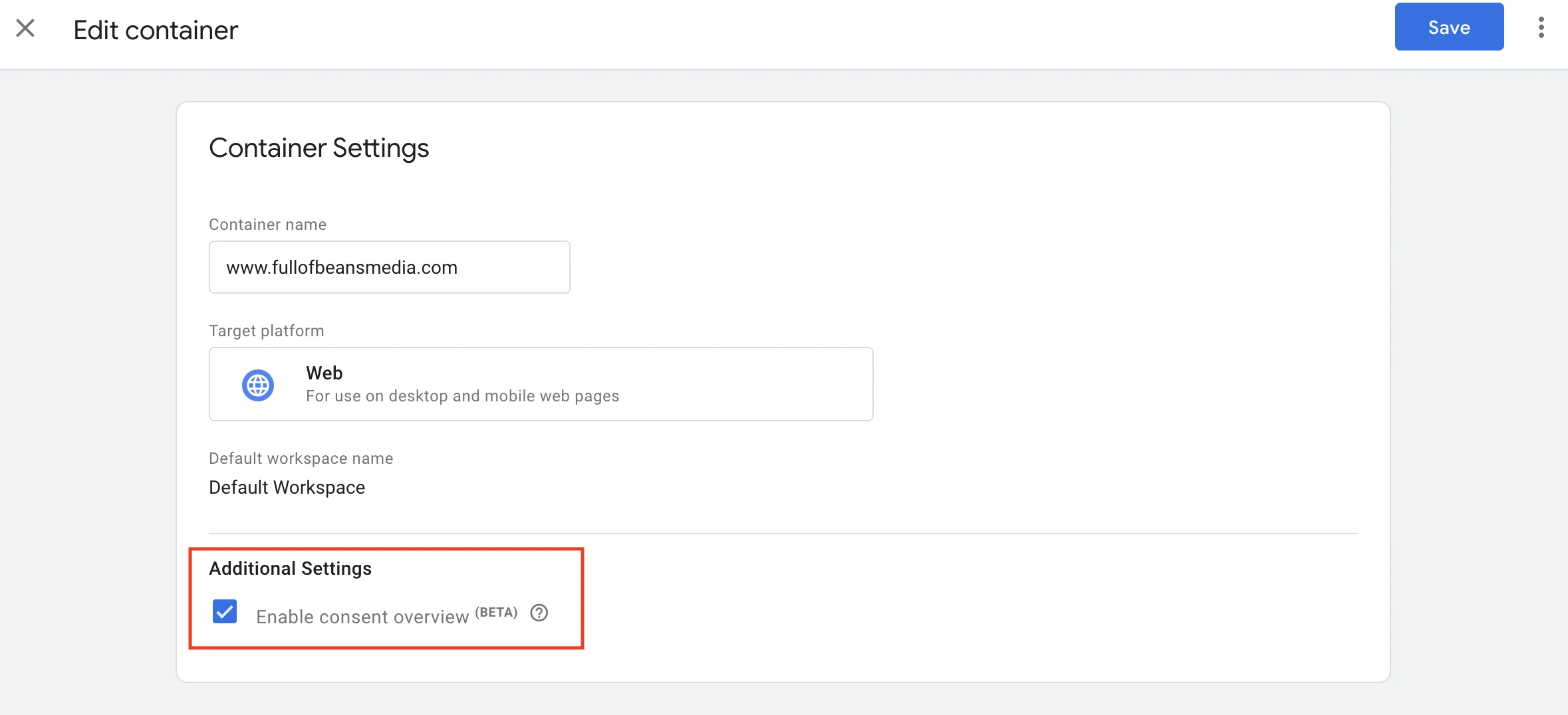 Enable consent overview screen shot
