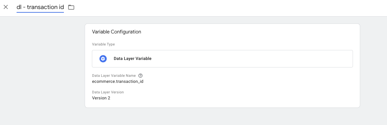 Screenshot showing to create a data layer variable in Google Tag Manager.